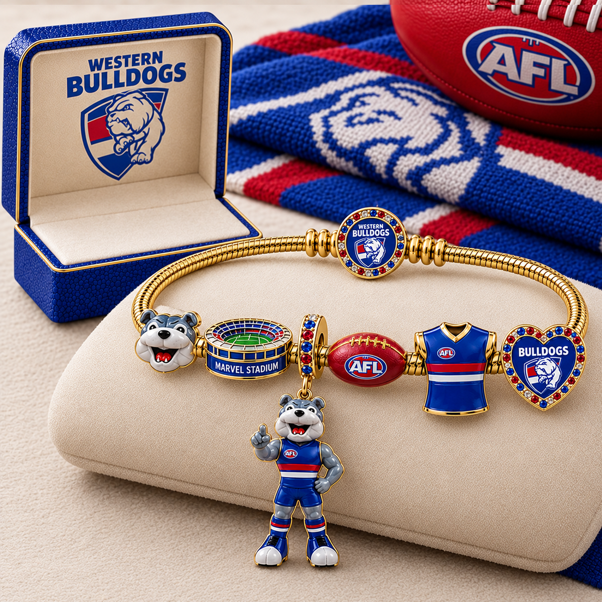 Premium AFL WB Gold Charm Bracelet Set