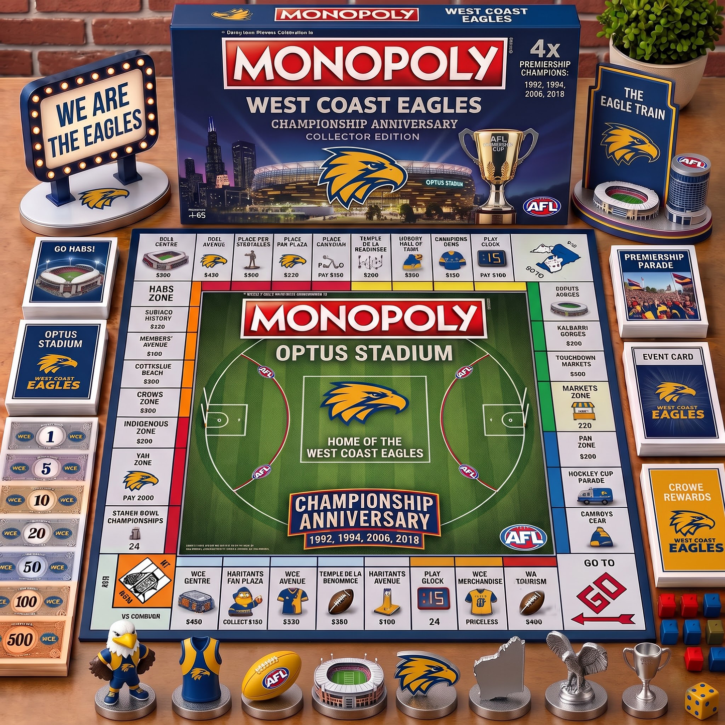 Premium AFL WCE Championship Anniversary  Monopoly Collector’s Edition Board Game V3