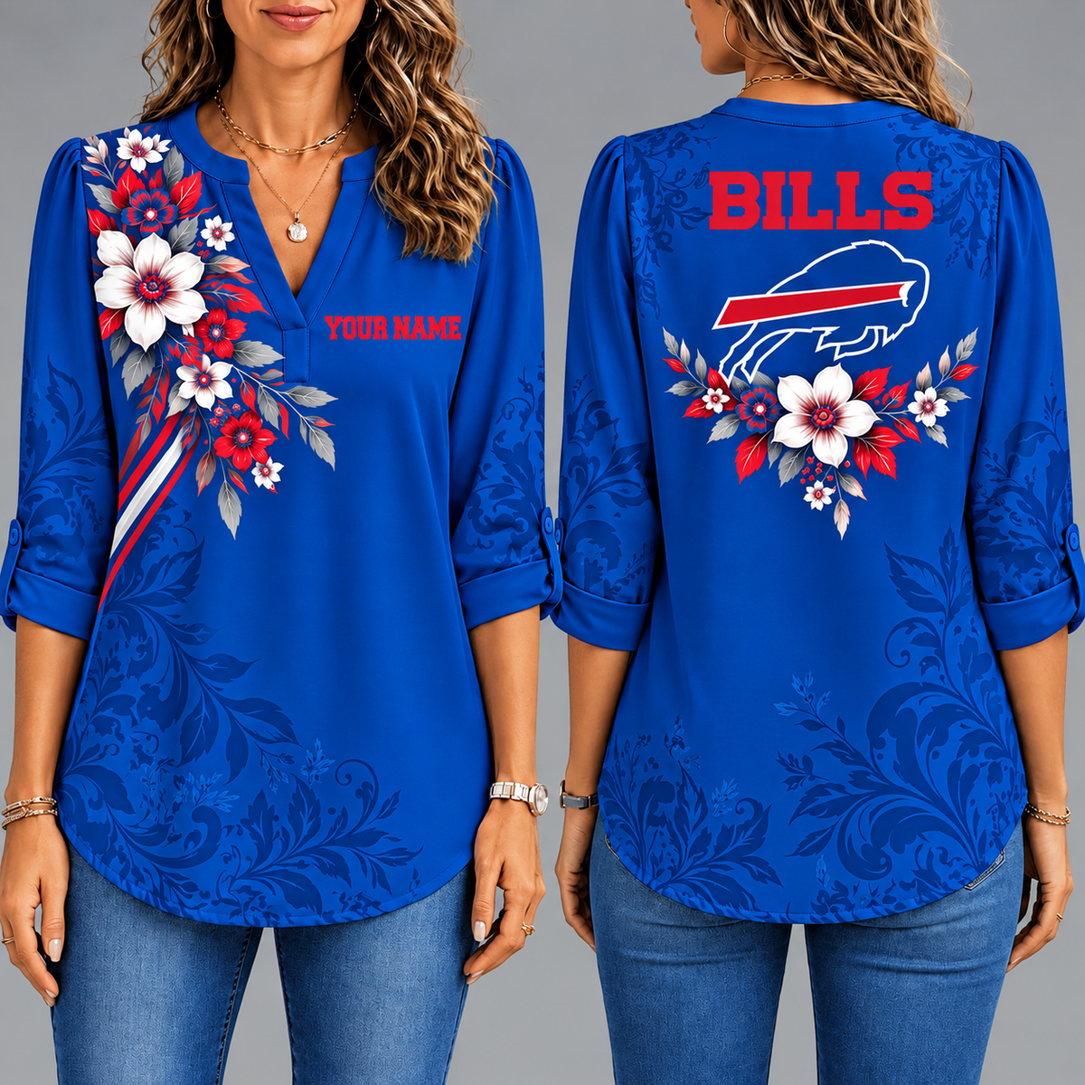 Premium BB x NFL Collegiate Floral Luxe Long Sleeve Collar
