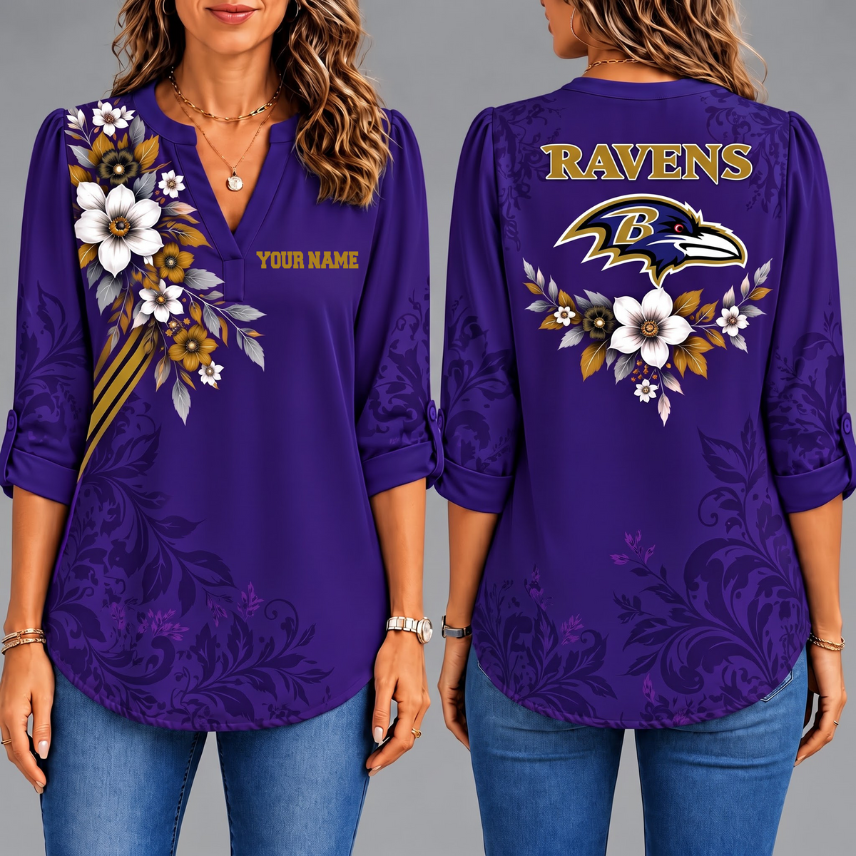 Premium BR x NFL Collegiate Floral Luxe Long Sleeve Collar
