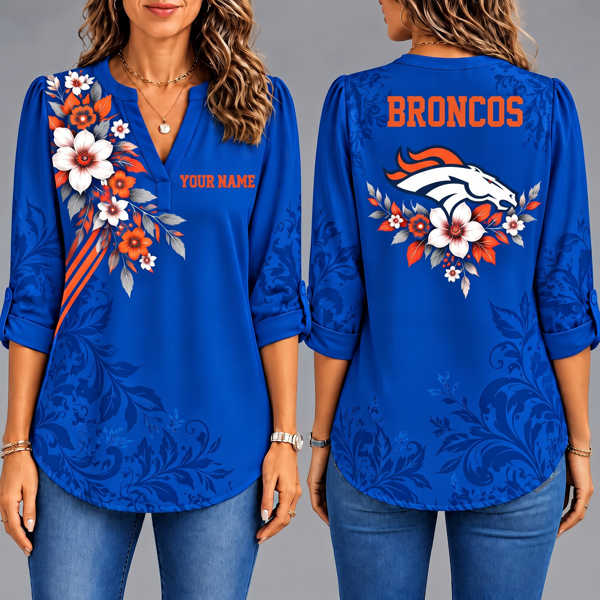 Premium DB x NFL Collegiate Floral Luxe Long Sleeve Collar