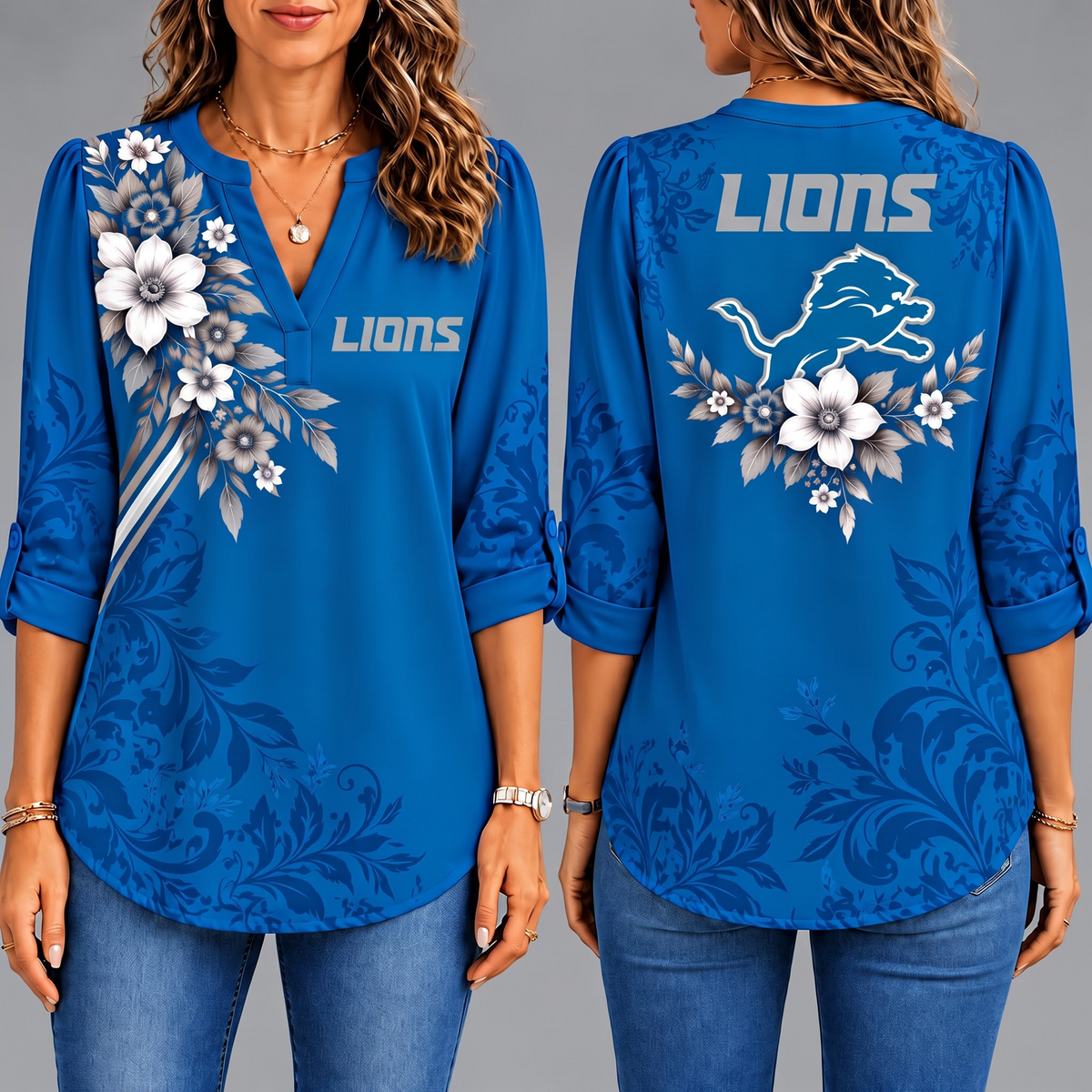 Premium DL x NFL Collegiate Floral Luxe Long Sleeve Collar