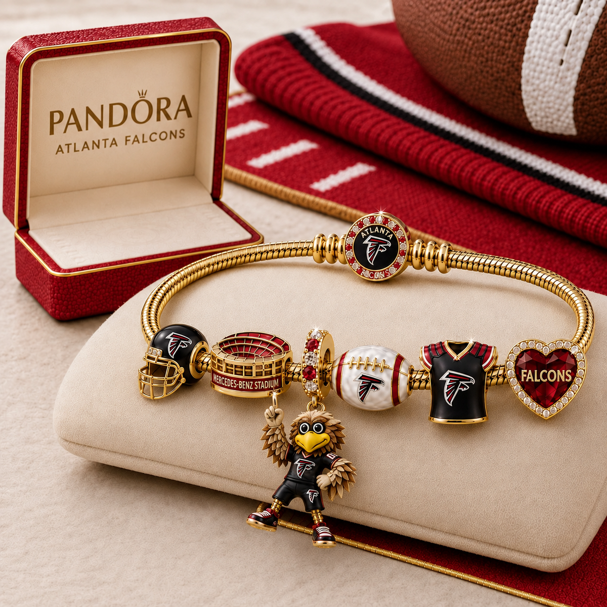 Premium NFL AF Gold Charm Bracelet Set