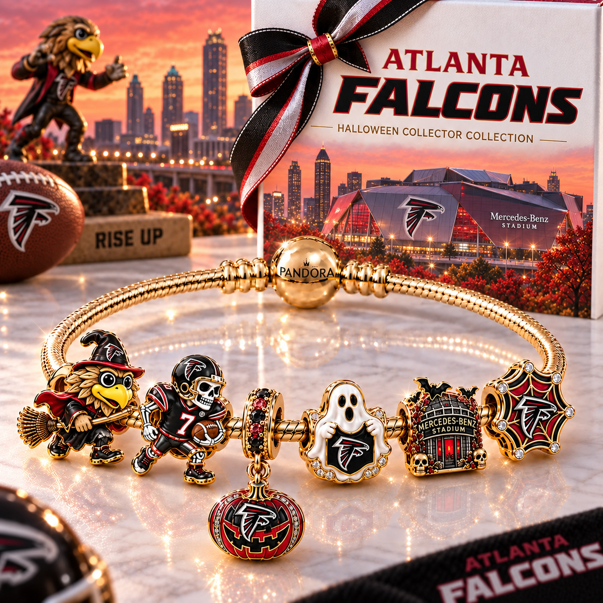 Premium NFL AF Halloween Gold Charm Bracelet Set V4
