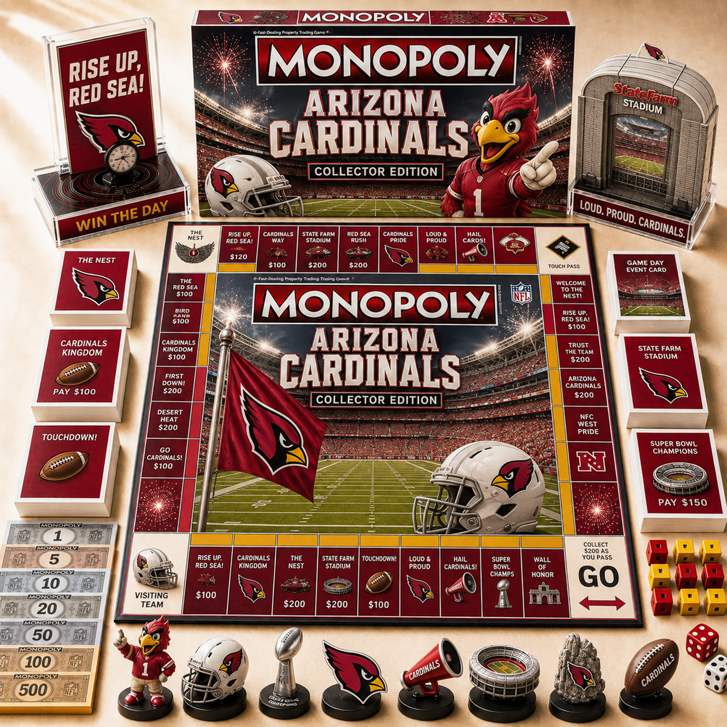 Premium NFL ARI Hall of Fame Monopoly Collector’s Edition Board Game V12