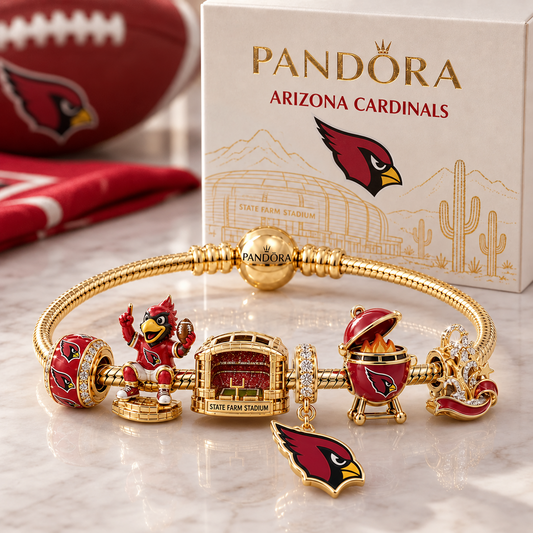 Premium NFL ARI Heritage Gold Charm Bracelet Set V3