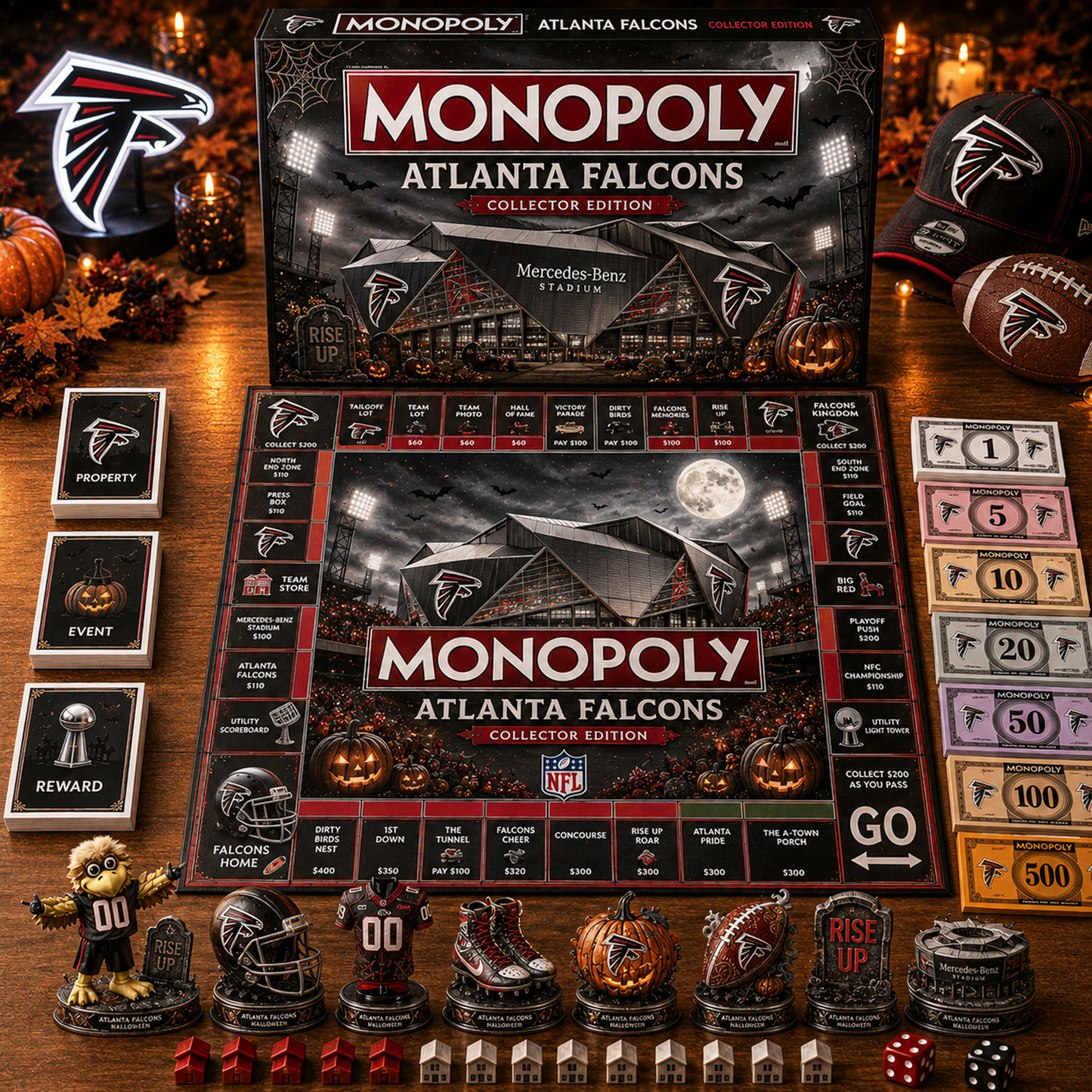 Premium NFL ATL Halloween Stadium Monopoly Collector’s Edition Board Game V10