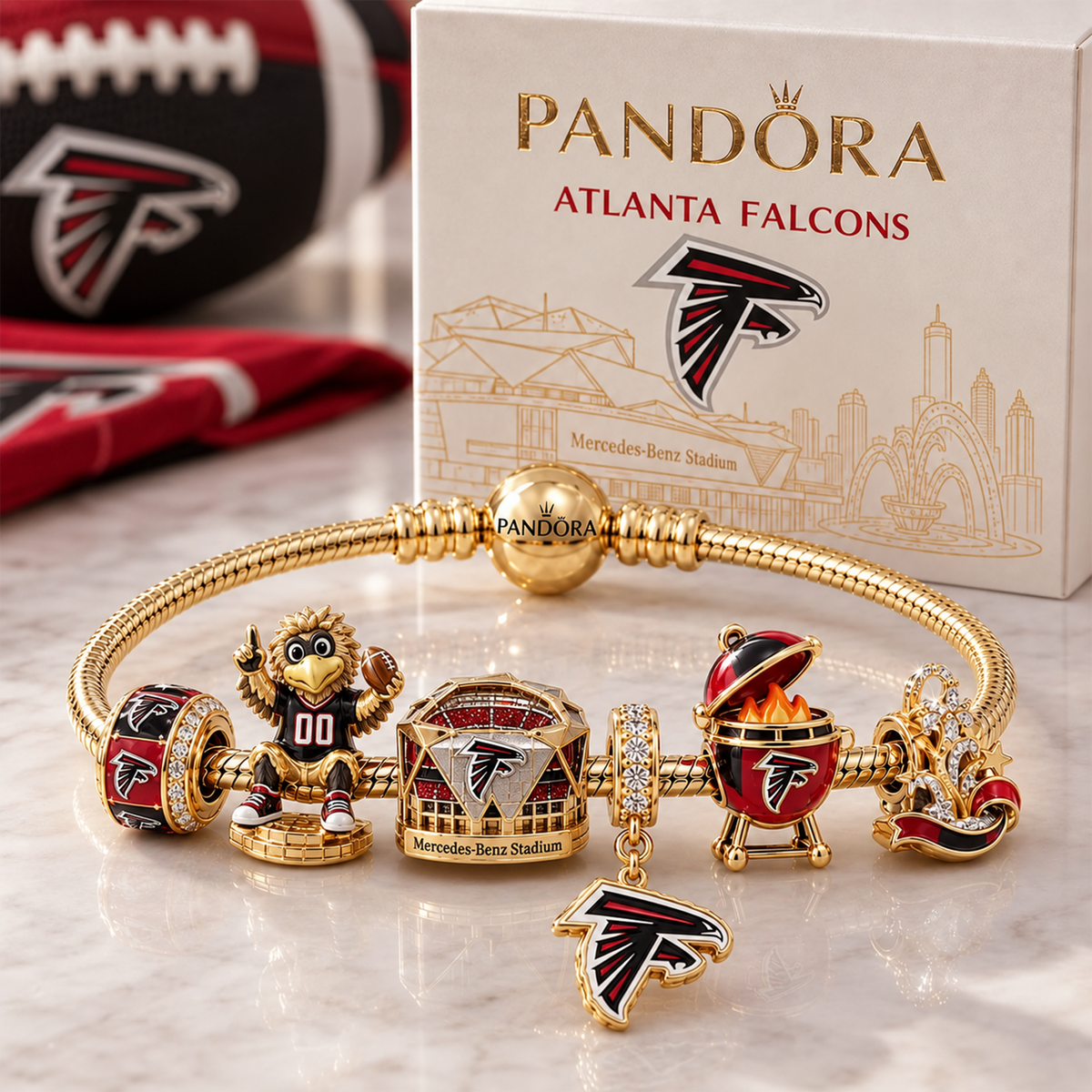 Premium NFL ATL Heritage Gold Charm Bracelet Set V3