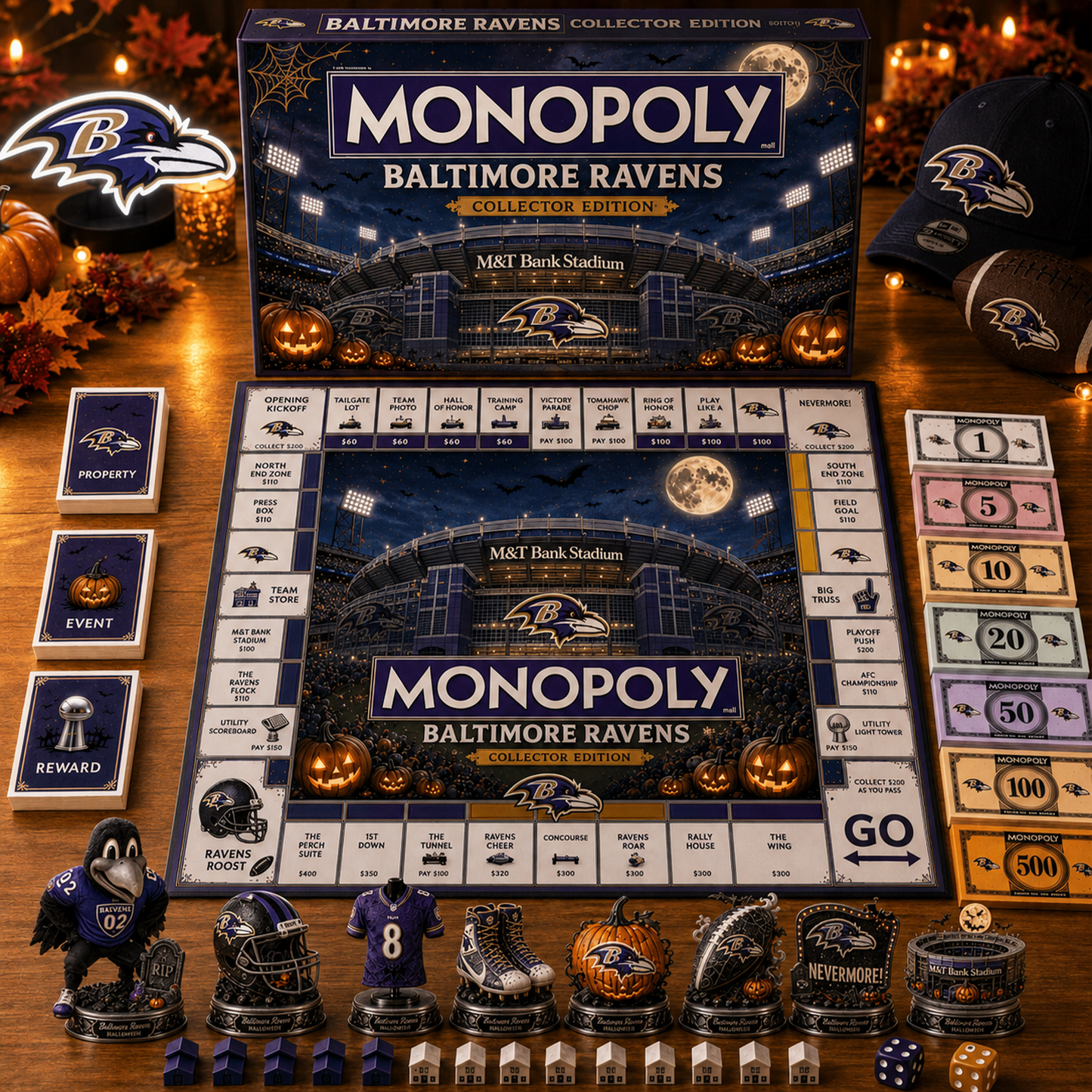 Premium NFL BAL Halloween Stadium Monopoly Collector’s Edition Board Game V10