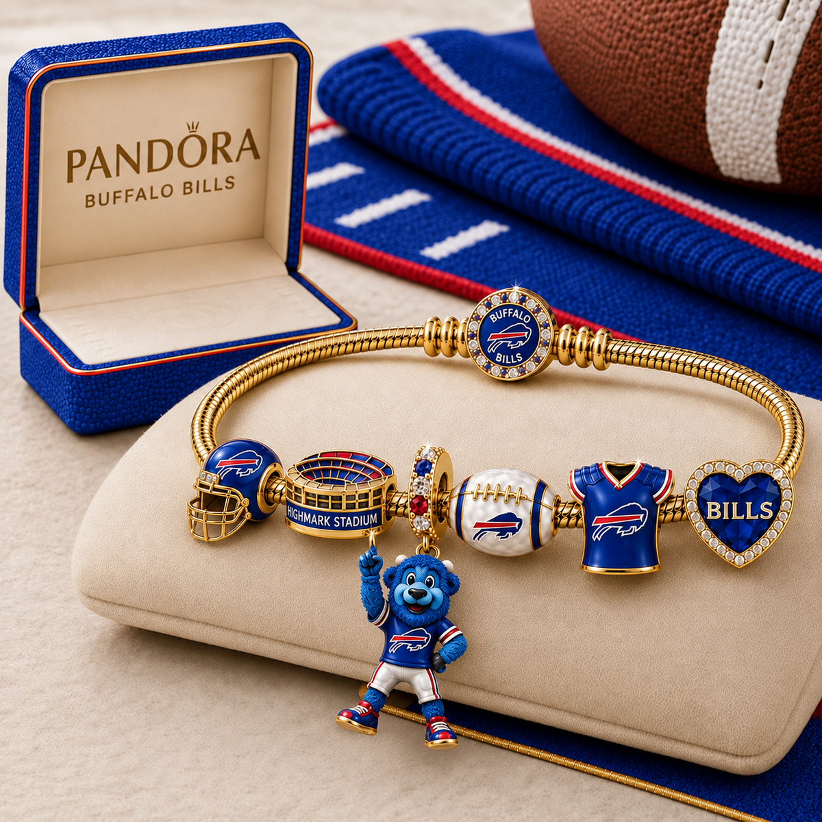 Premium NFL BB Gold Charm Bracelet Set