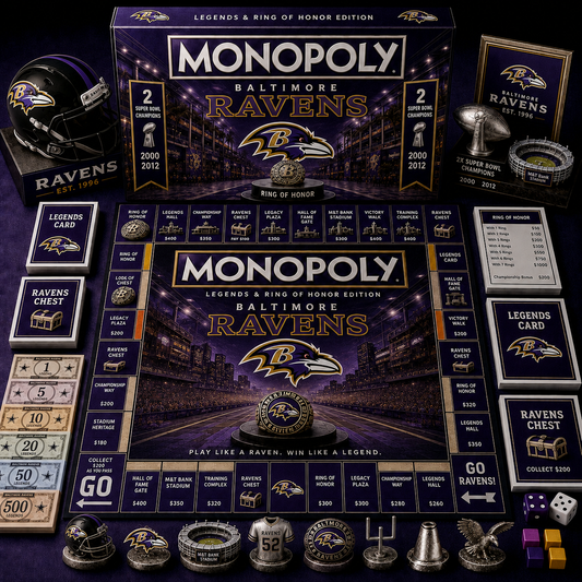 Premium NFL BR Legends & Ring Monopoly Collector’s Edition Board Game V9