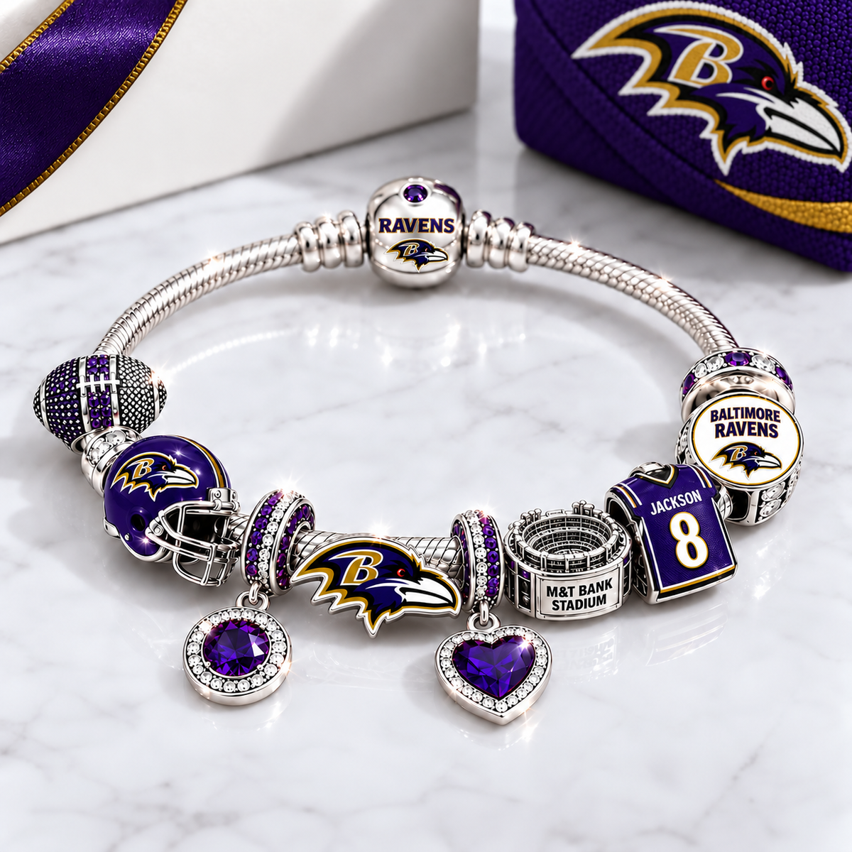 Premium NFL BR Team Spirit Charm Bracelet V8