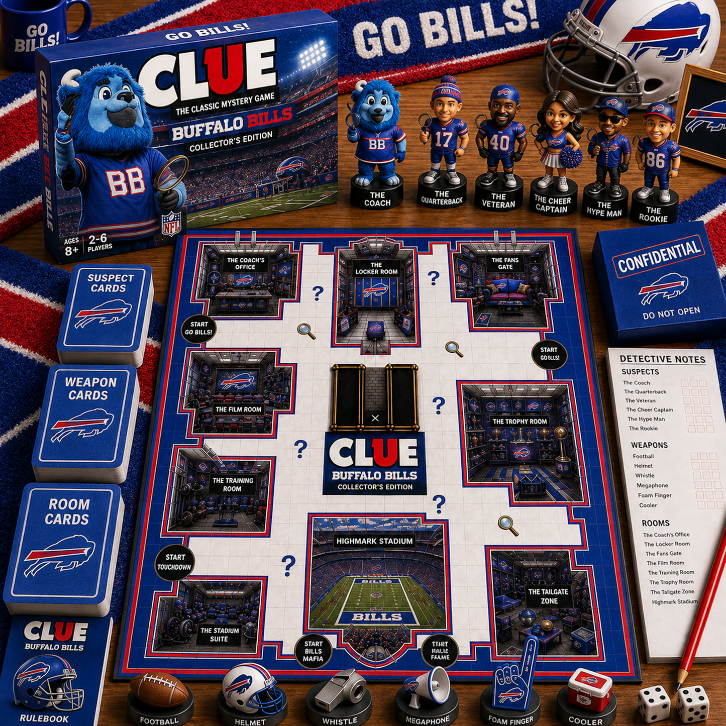 Premium NFL BUF Clue Collector’s Edition Board Game