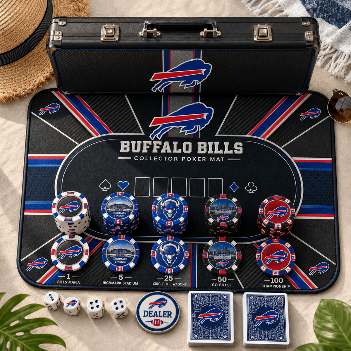 Premium NFL BUF Luxury Collector Poker Set