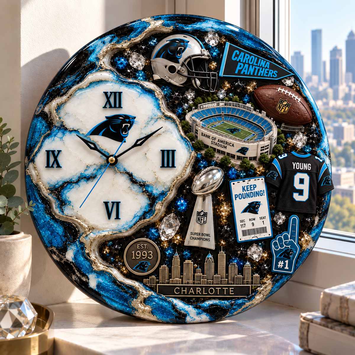 Premium NFL CAR Statement 3D Wall Clock