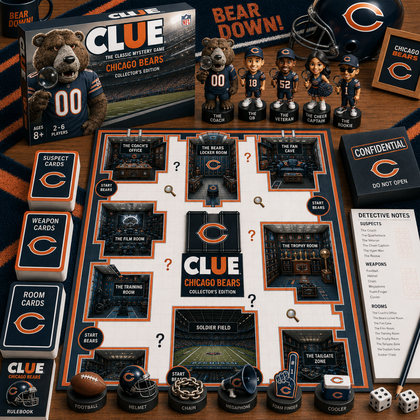 Premium NFL CHI Clue Collector’s Edition Board Game