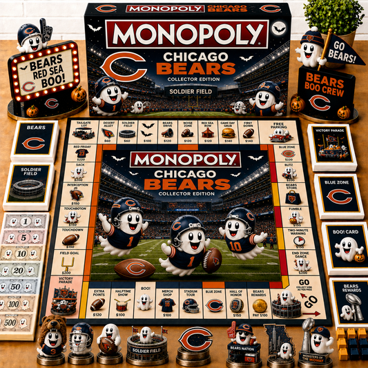 Premium NFL CHI Halloween Ghost Monopoly Collector’s Edition Board Game V6