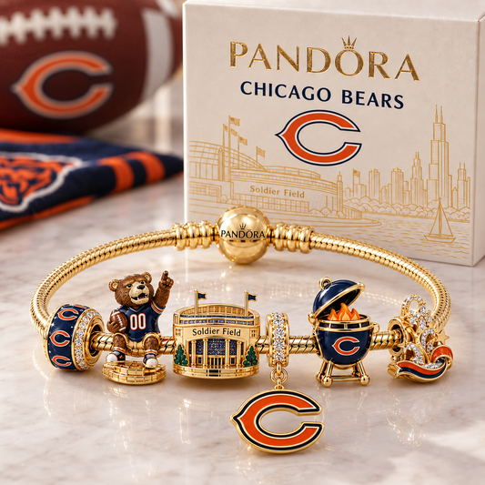 Premium NFL CHI Heritage Gold Charm Bracelet Set V3