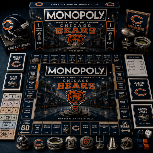 Premium NFL CHI Legends & Ring Monopoly Collector’s Edition Board Game V9