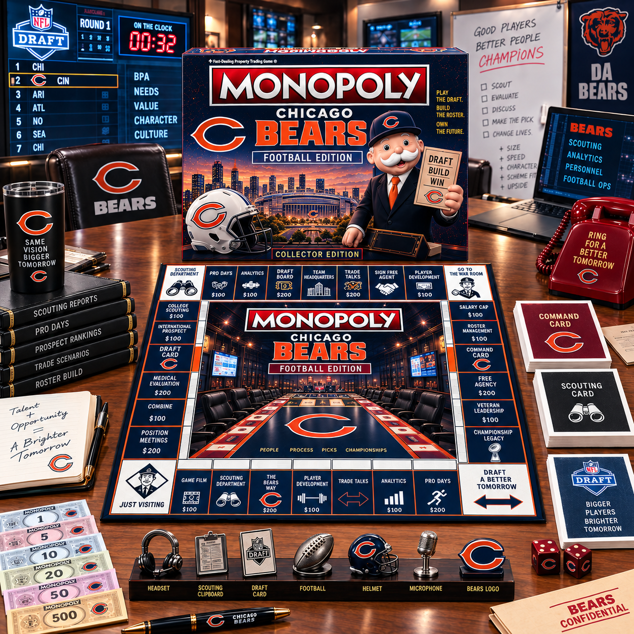Premium NFL CHI War Room Collector’s Edition Board Game V14