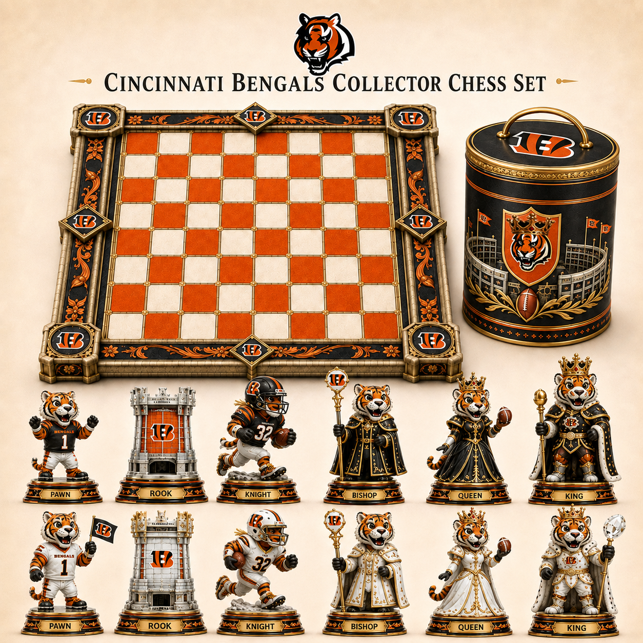 Premium NFL CIN Collector Chess Set