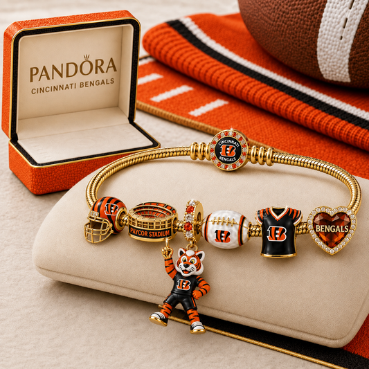 Premium NFL CIN Gold Charm Bracelet Set