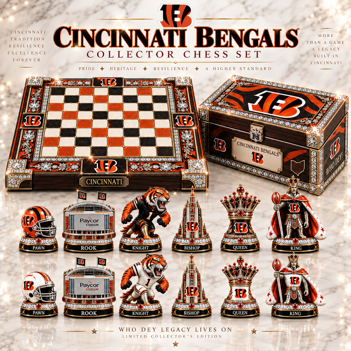 Premium NFL CIN Heritage Collector Chess Set V2
