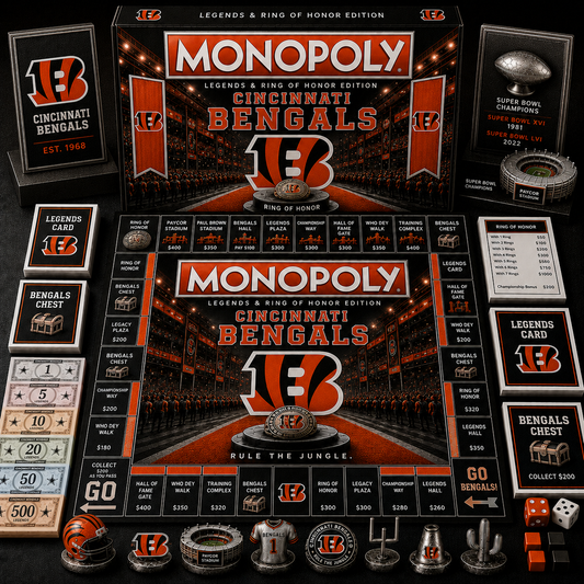 Premium NFL CIN Legends & Ring Monopoly Collector’s Edition Board Game V9