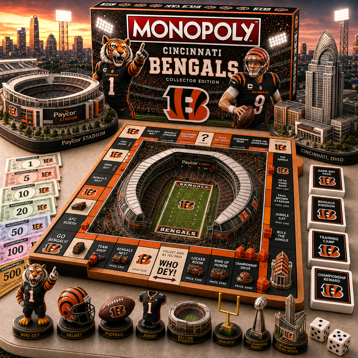 Premium NFL CIN Pride Monopoly Collector’s Edition V11