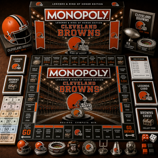 Premium NFL CLE Legends & Ring Monopoly Collector’s Edition Board Game V9