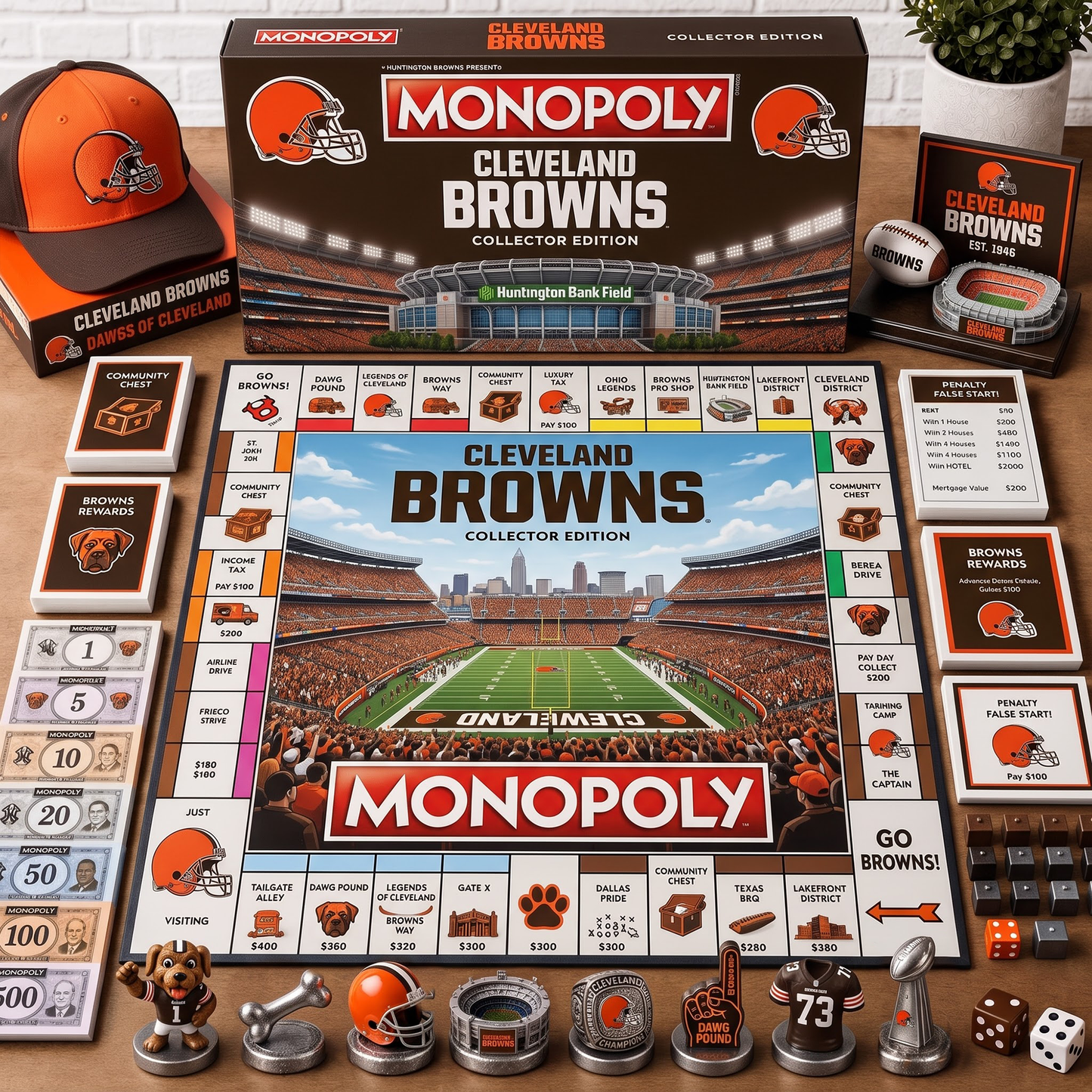 Premium NFL CLE Monopoly Collector Edition Board Game