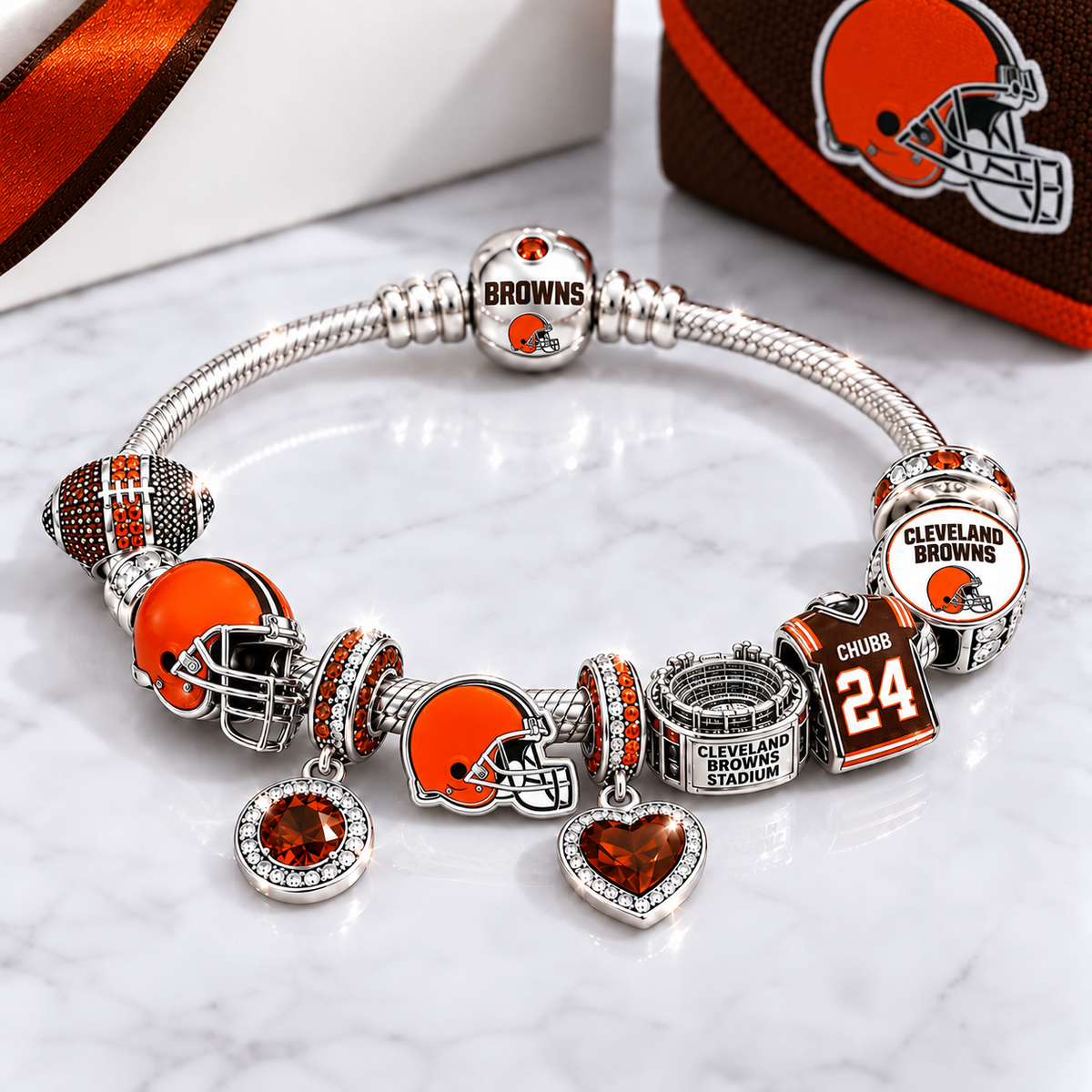 Premium NFL CLE Team Spirit Charm Bracelet V8