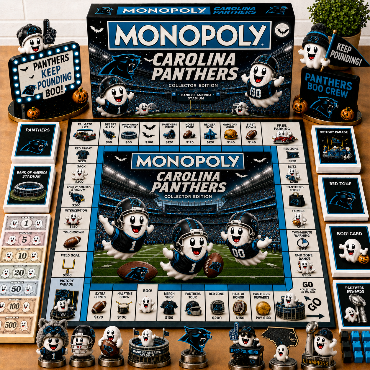 Premium NFL CP Halloween Ghost Monopoly Collector’s Edition Board Game V6