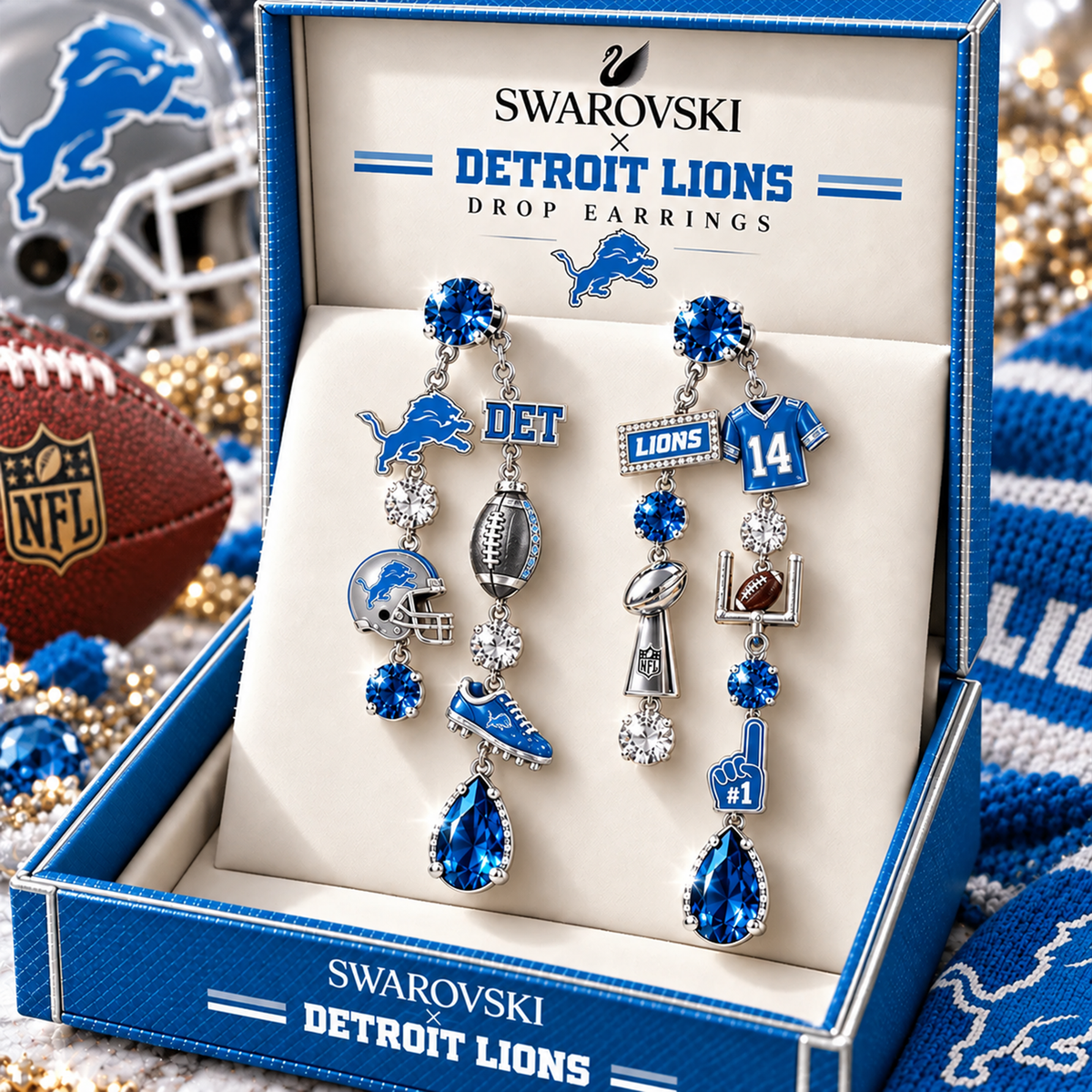 Premium NFL DET Dangle Earrings