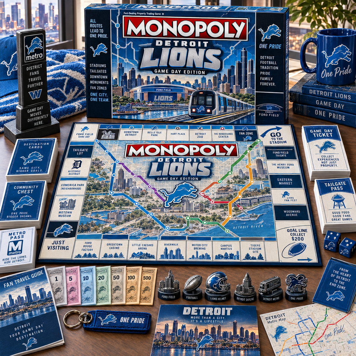 Premium NFL DET Metro Game Day Collector’s Edition Board Game V13