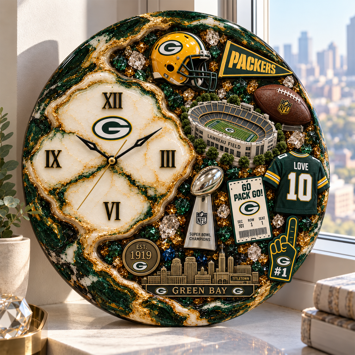 Premium NFL GB Statement 3D Wall Clock