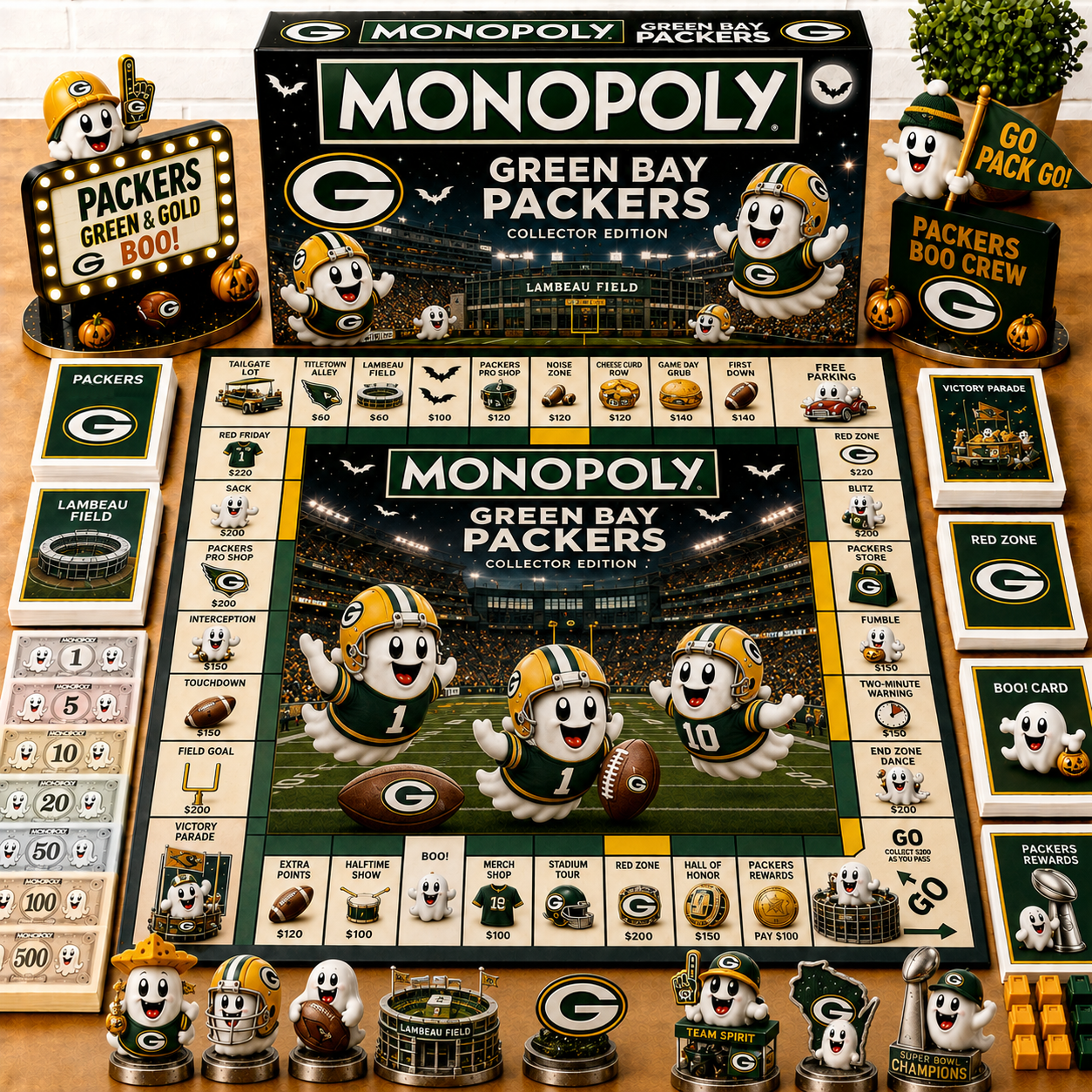 Premium NFL GBP Halloween Ghost Monopoly Collector’s Edition Board Game V6