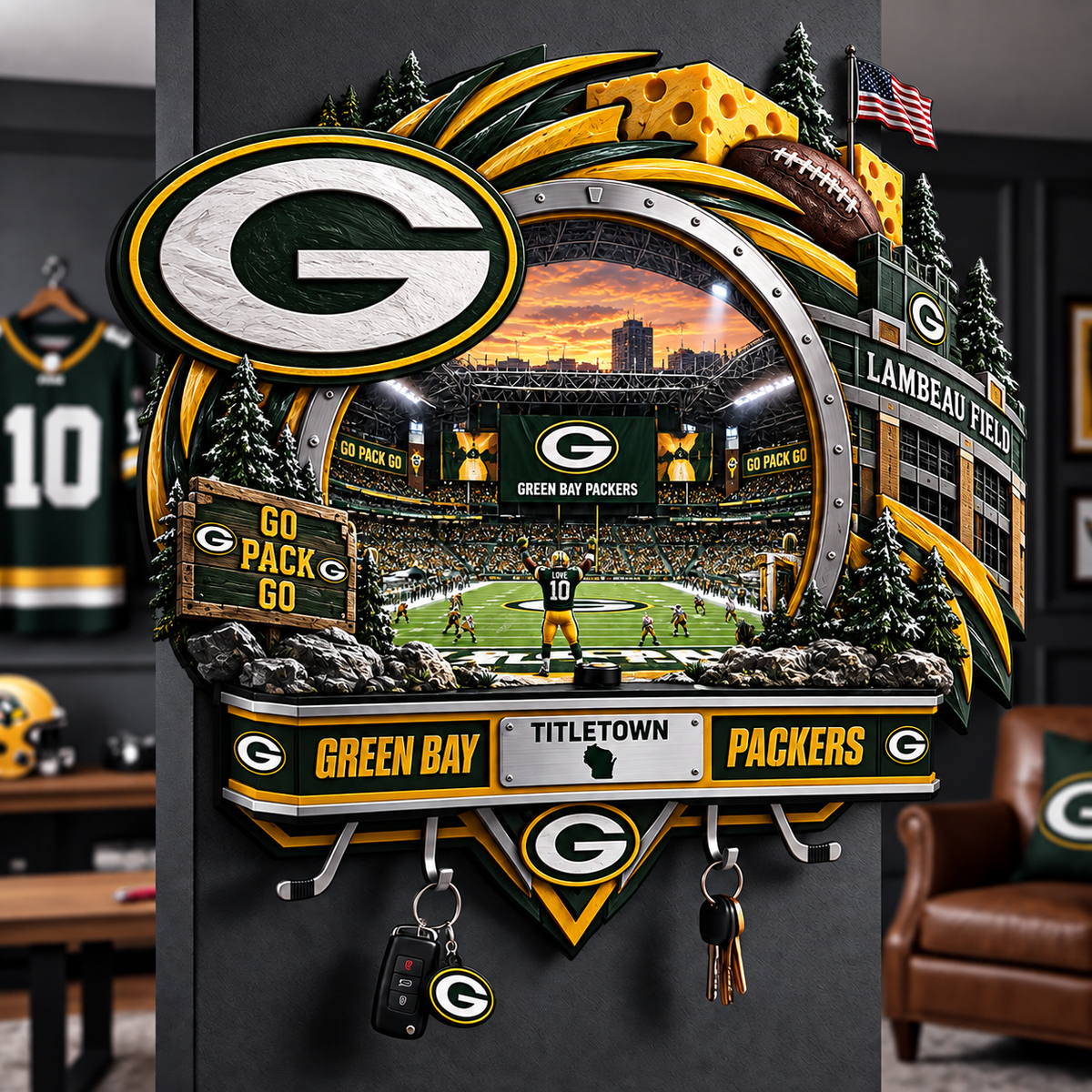 Premium NFL GBP Wall-Mounted Key Holder