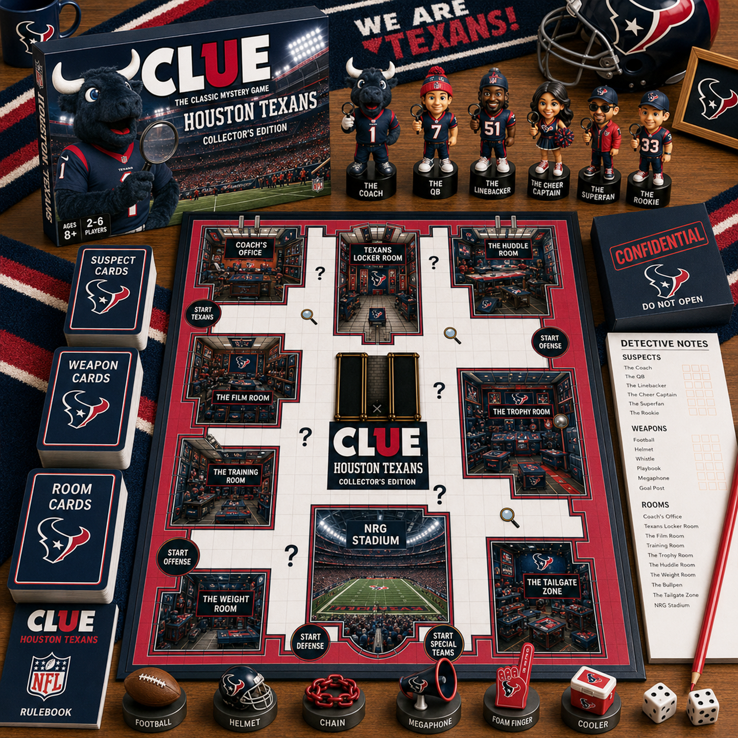 Premium NFL HOU Clue Collector’s Edition Board Game