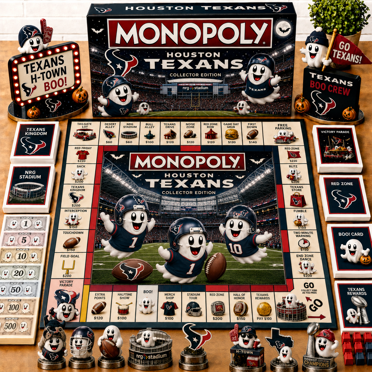Premium NFL HT Halloween Ghost Monopoly Collector’s Edition Board Game V6