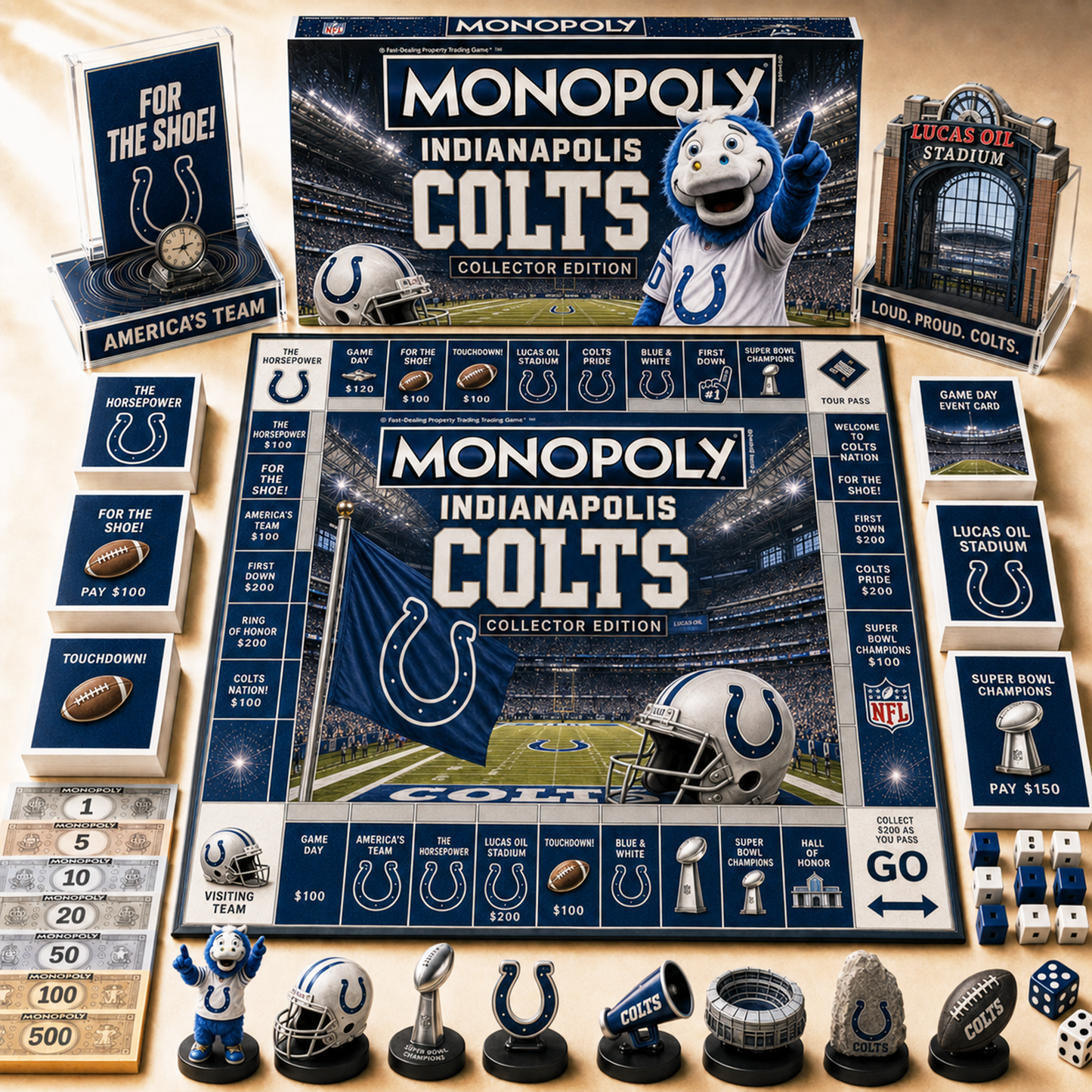 Premium NFL IND Hall of Fame Monopoly Collector’s Edition Board Game V12