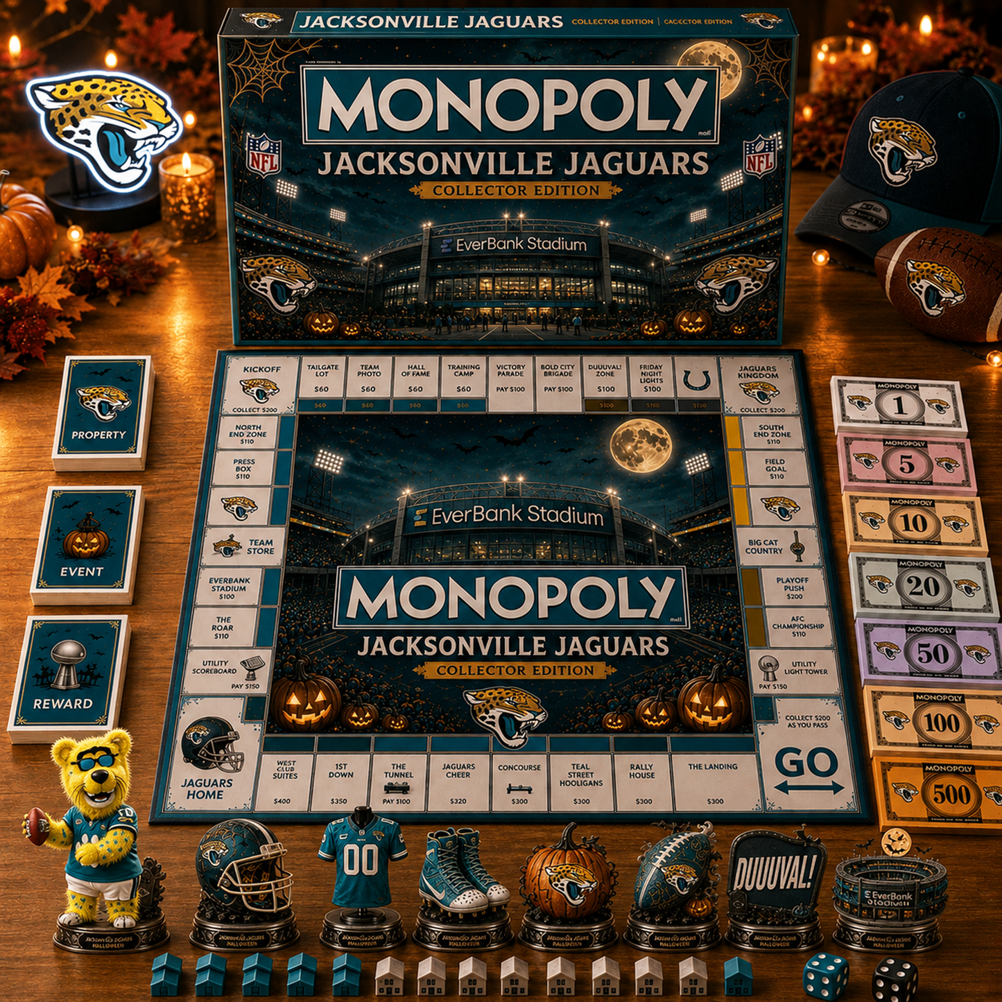 Premium NFL JAC Halloween Stadium Monopoly Collector’s Edition Board Game V10