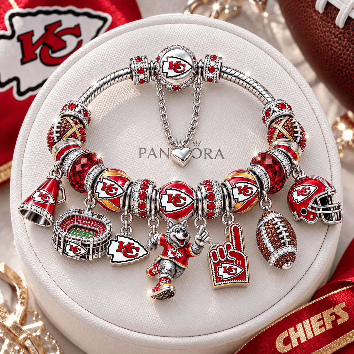 Premium NFL KC Charm Bracelet Set V2