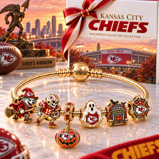 Premium NFL KCC Halloween Gold Charm Bracelet Set V4