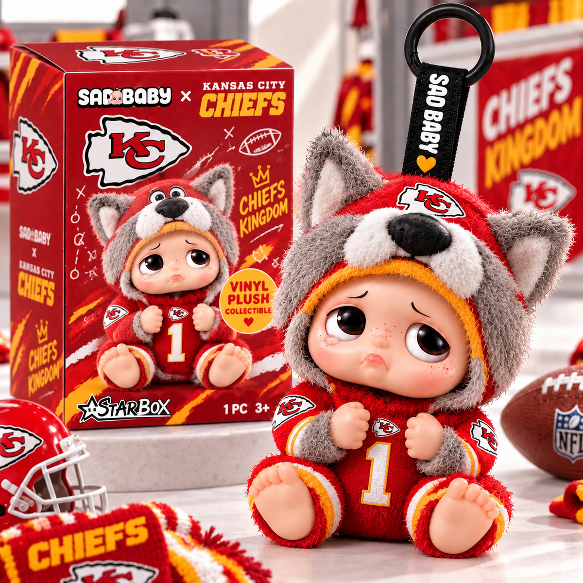 Premium NFL KCC x Sad Baby Plush Keychain