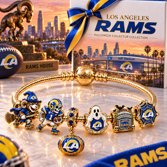 Premium NFL LAR Halloween Gold Charm Bracelet Set V4