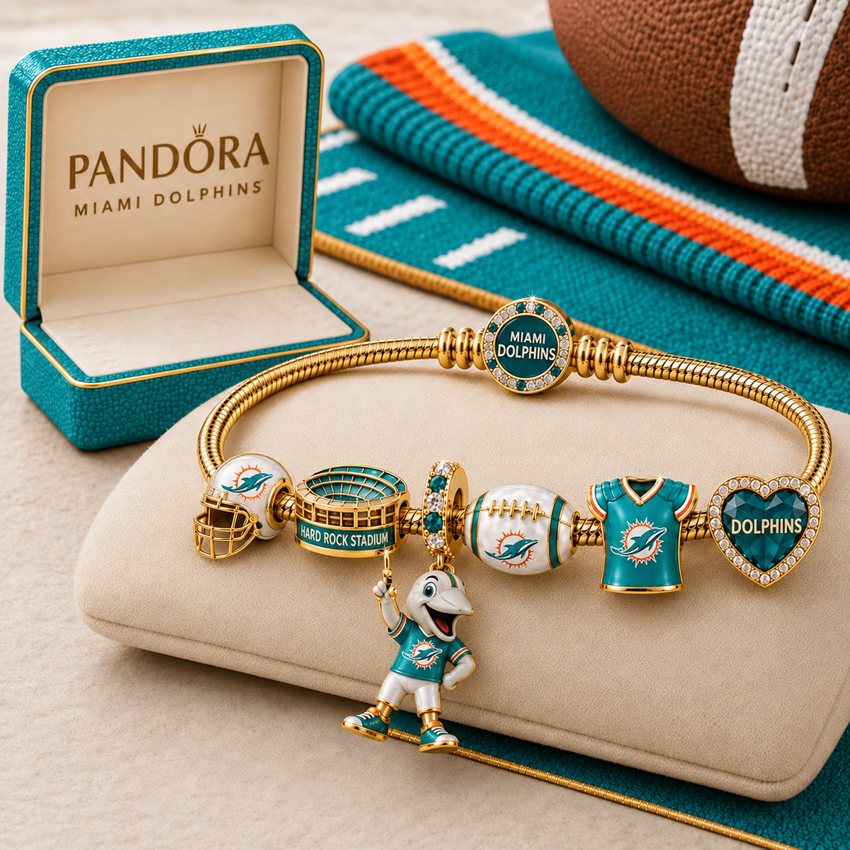 Premium NFL MD Gold Charm Bracelet Set