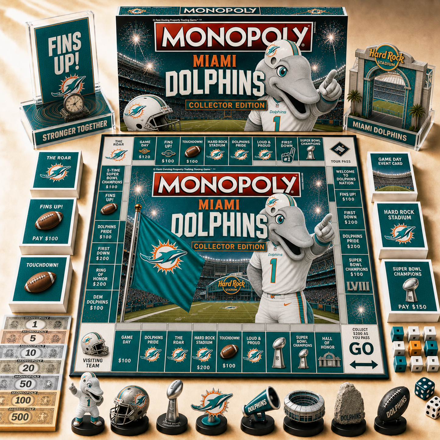 Premium NFL MIA Hall of Fame Monopoly Collector’s Edition Board Game V12