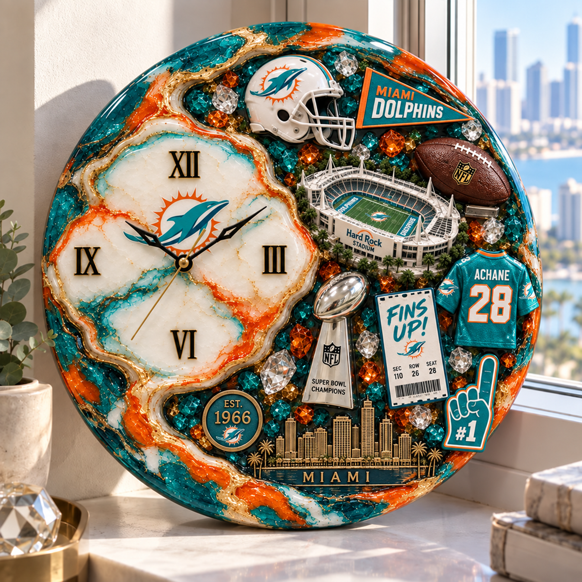 Premium NFL MIA Statement 3D Wall Clock