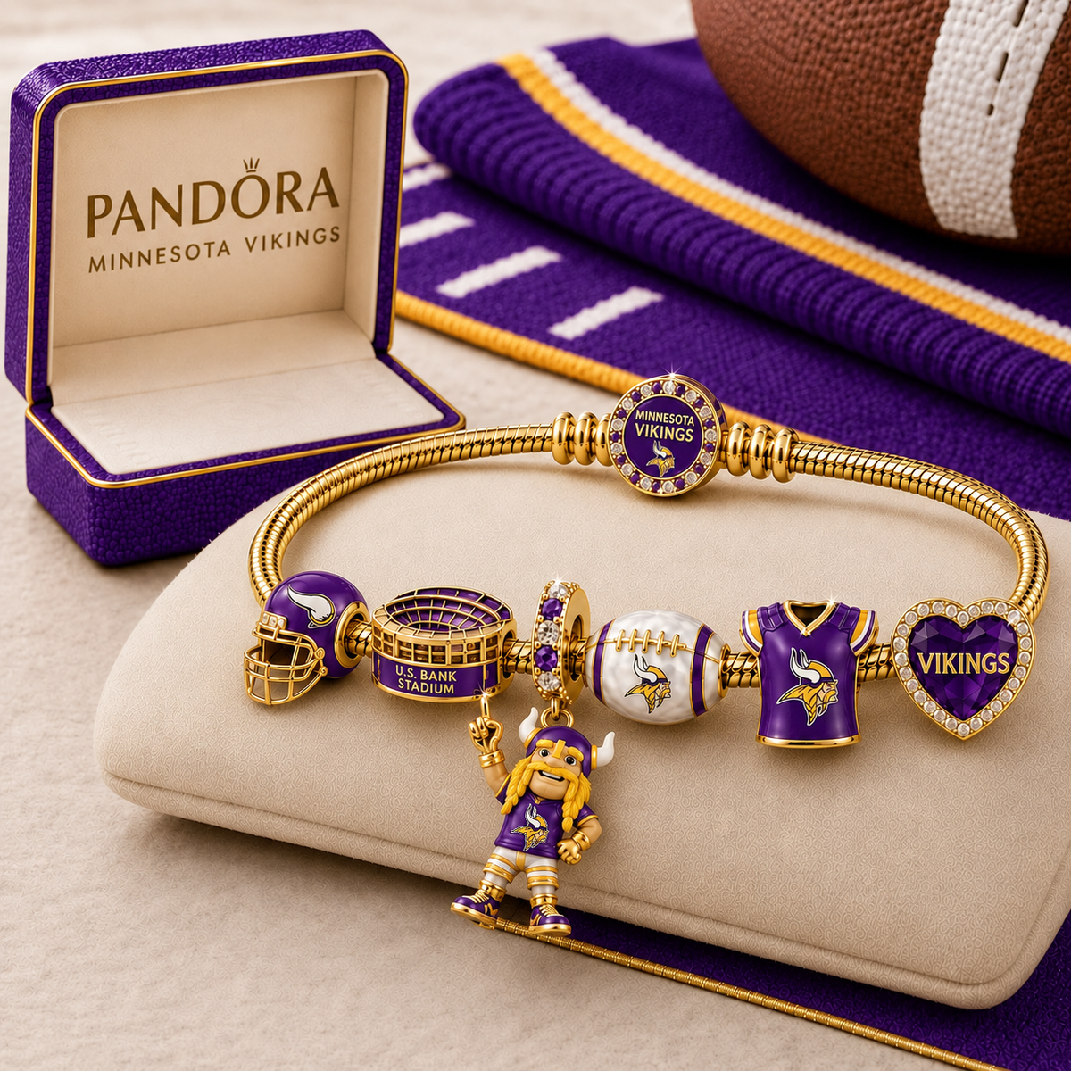 Premium NFL MV Gold Charm Bracelet Set
